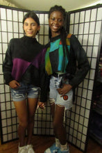 Load image into Gallery viewer, Black Cropped Pullover with Turquoise Panels