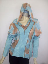 Load image into Gallery viewer, Summer Vintage Sky-Dye Hoodie in Cyan Summer Blues
