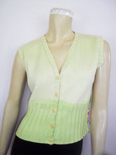 Load image into Gallery viewer, Summer Vintage Sky-Dye Cardigan in Warm Lime Green
