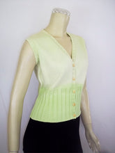 Load image into Gallery viewer, Summer Vintage Sky-Dye Cardigan in Warm Lime Green
