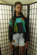 Load image into Gallery viewer, Black Cropped Pullover with Turquoise Panels
