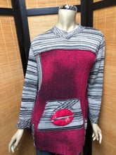Load image into Gallery viewer, Bejeweled Long Sky-Dye Long-Sleeved Pullover with Pockets in Autumn Leaves Kiss

