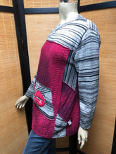 Load image into Gallery viewer, Bejeweled Long Sky-Dye Long-Sleeved Pullover with Pockets in Autumn Leaves Kiss
