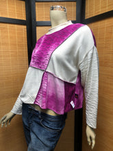 Load image into Gallery viewer, Fresh Fruit Sky-Dye Cropped Long-Sleeved Crew-Necked Pullover in Rouge Pink Spring
