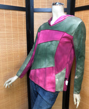 Load image into Gallery viewer, Bejeweled Cropped Sky-Dye Long-Sleeved Pullover in Green Autumn Walk
