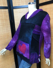 Load image into Gallery viewer, Bejeweled Long Sky-Dye Long-Sleeved Pullover Purple Autumn Sweetheart w/ Heart Graphic
