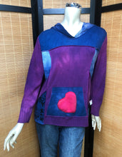Load image into Gallery viewer, Bejeweled Long Sky-Dye Long-Sleeved Pullover in Purple Autumn Love heart w/ Heart Graphic
