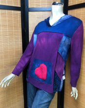 Load image into Gallery viewer, Bejeweled Long Sky-Dye Long-Sleeved Pullover in Purple Autumn Love heart w/ Heart Graphic

