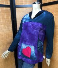 Load image into Gallery viewer, Bejeweled Long Sky-Dye Long-Sleeved Pullover in Purple Autumn Loveable w/ Heart Graphic
