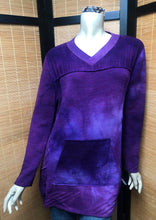 Load image into Gallery viewer, Bejeweled Long Sky-Dye Long-Sleeved Pullover w/Pockets in Majestic Purple Night
