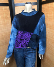 Load image into Gallery viewer, Bejeweled Cropped Sky-Dye Long-Sleeved Pullover in Blue Sunset Charm

