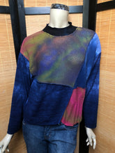 Load image into Gallery viewer, Bejeweled Cropped Sky-Dye Long-Sleeved Pullover in Blue Texture Delight
