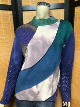 Load image into Gallery viewer, Bejeweled Long Sky-Dye Long-Sleeved Pullover in Blue Texture Sweatheart
