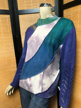 Load image into Gallery viewer, Bejeweled Long Sky-Dye Long-Sleeved Pullover in Blue Texture Sweatheart
