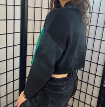 Load image into Gallery viewer, Black Cropped Pullover with Turquoise Panels
